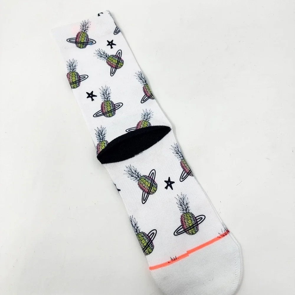 Stance Crew Sock Women's M Pineapple Planet Design